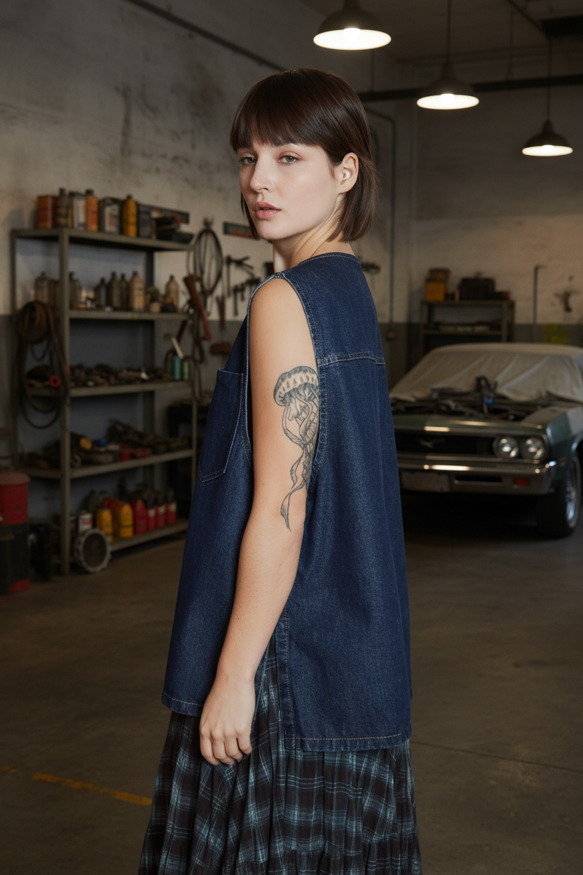 Veste sans manches Denim Brut