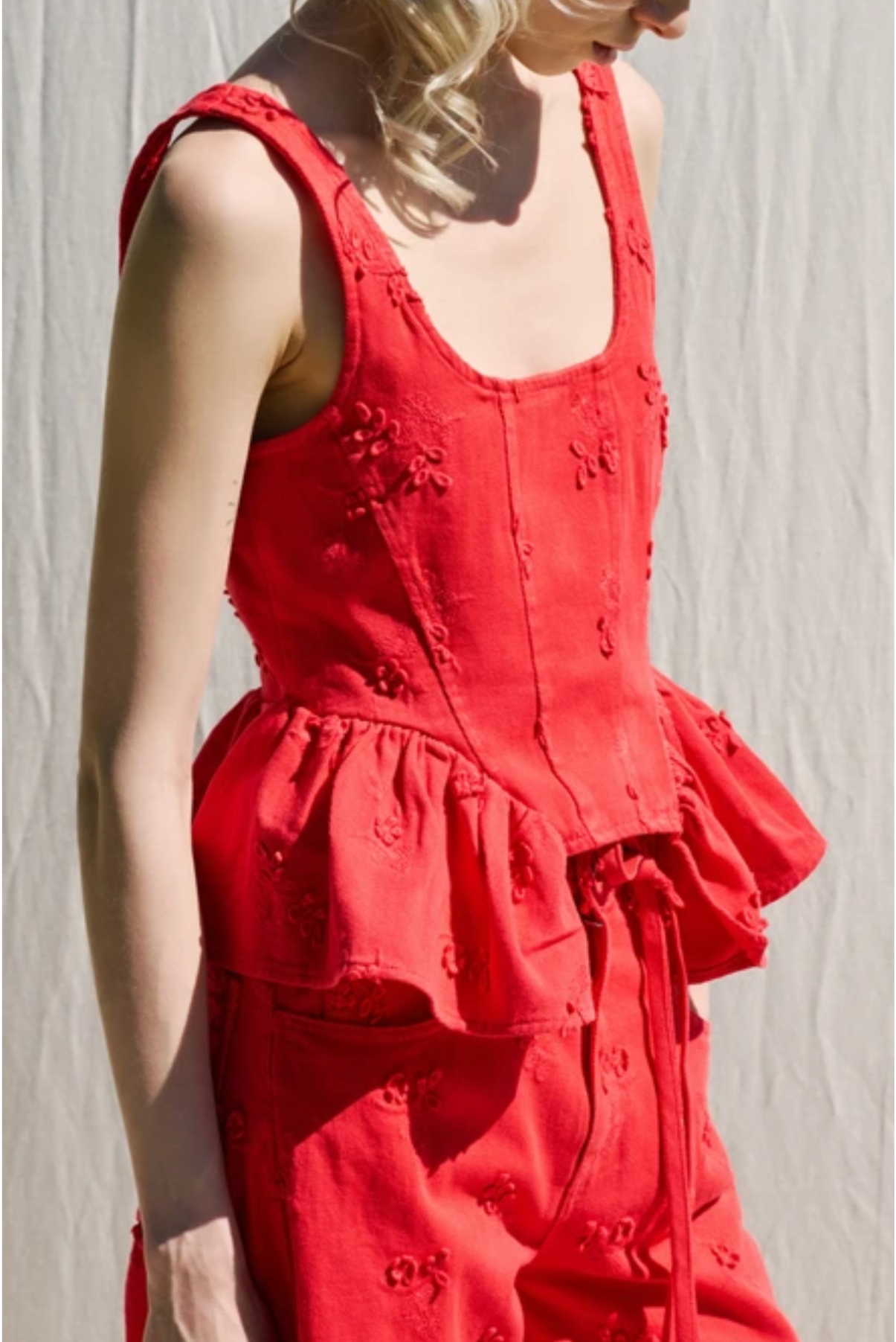 TOP Corset Brodé rouge