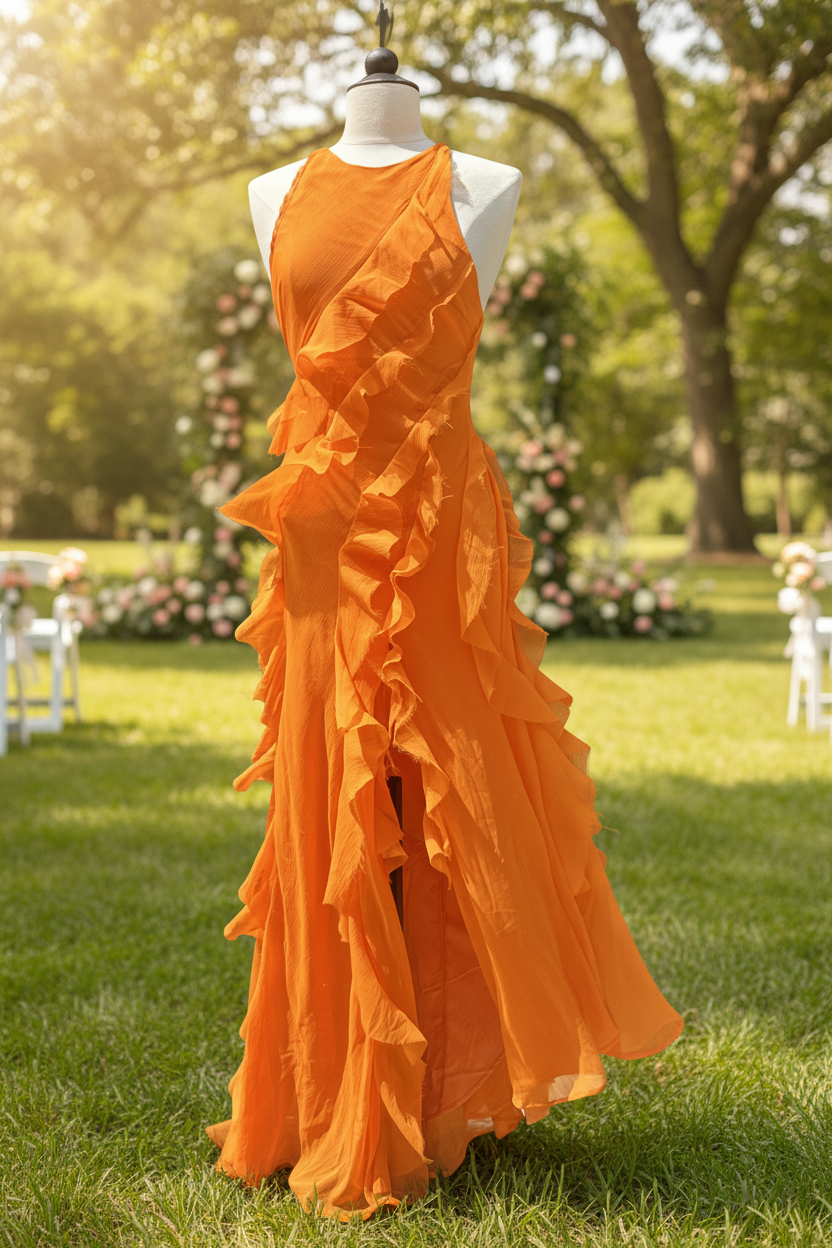 Robe de Cockatil Orange à volants ASOS, SECONDE MAIN