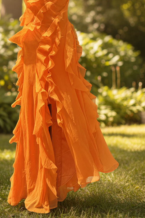 Robe de Cockatil Orange à volants ASOS, SECONDE MAIN