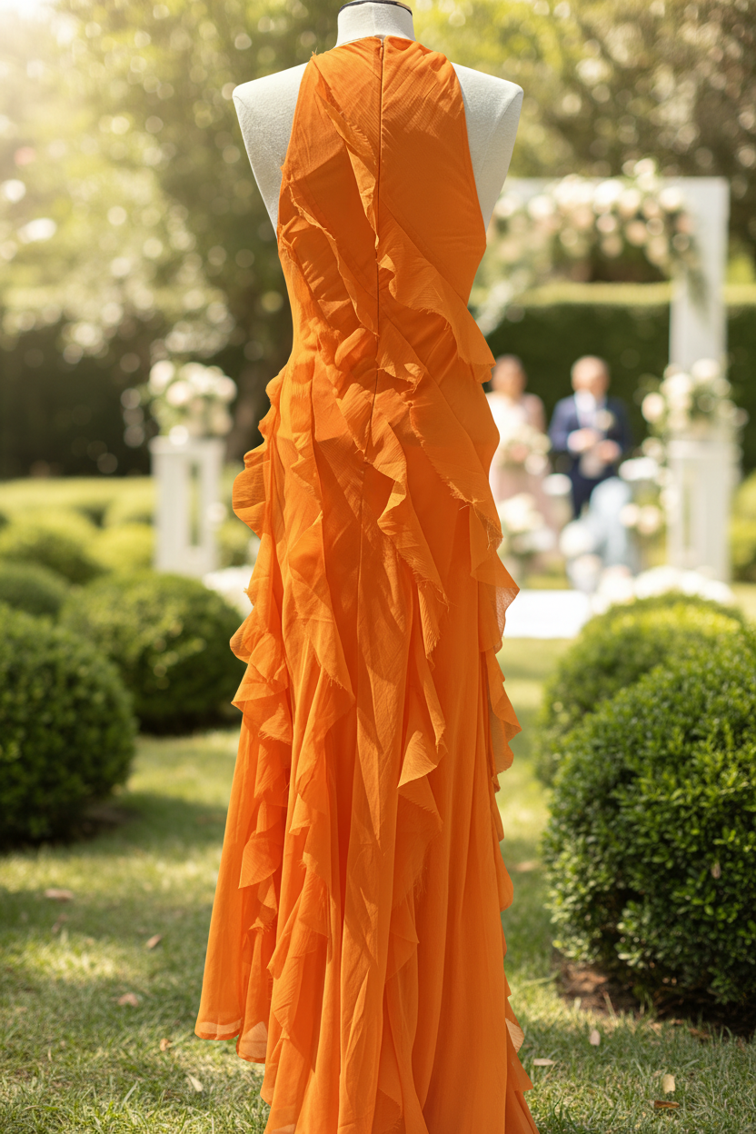 Robe de Cockatil Orange à volants ASOS, SECONDE MAIN