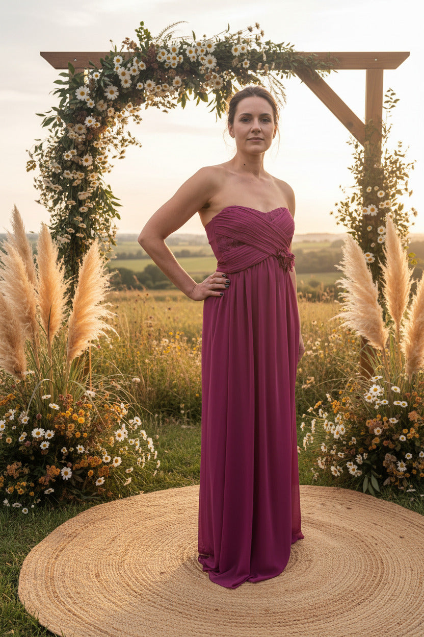 Robe de cérémonie, Bustier Framboise SECONDE MAIN