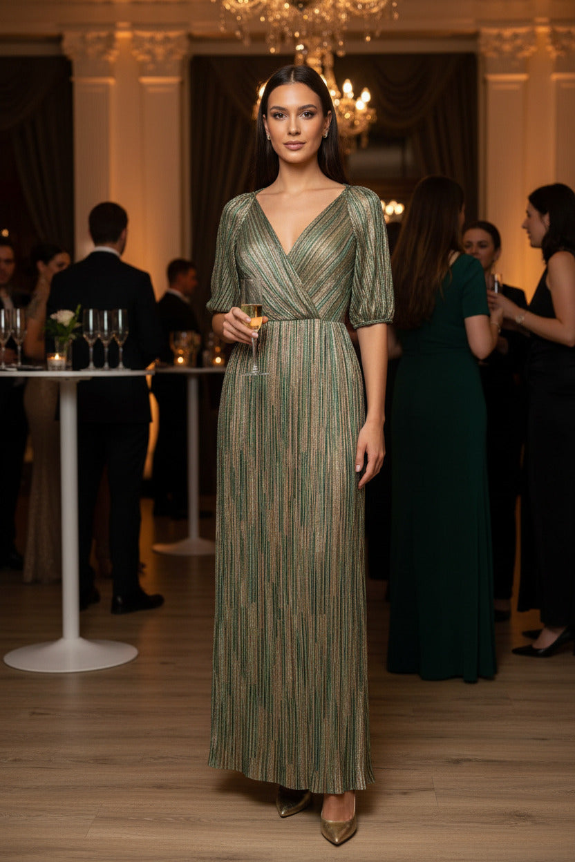Robe de soirée, Verte scintillante SEE U SOON SECONDE MAIN