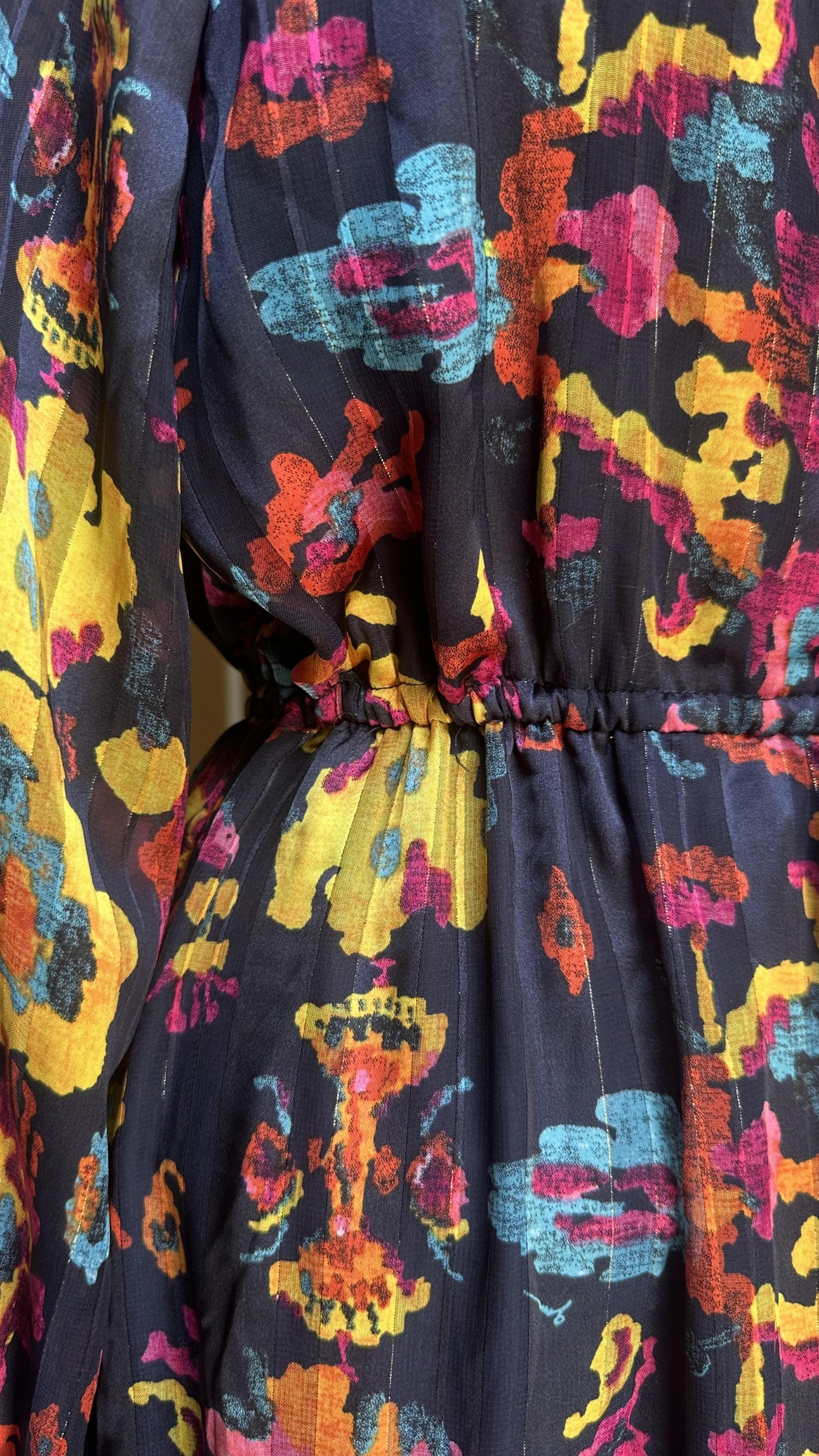 Robe fluide manches longues multicolore, SECONDE MAIN