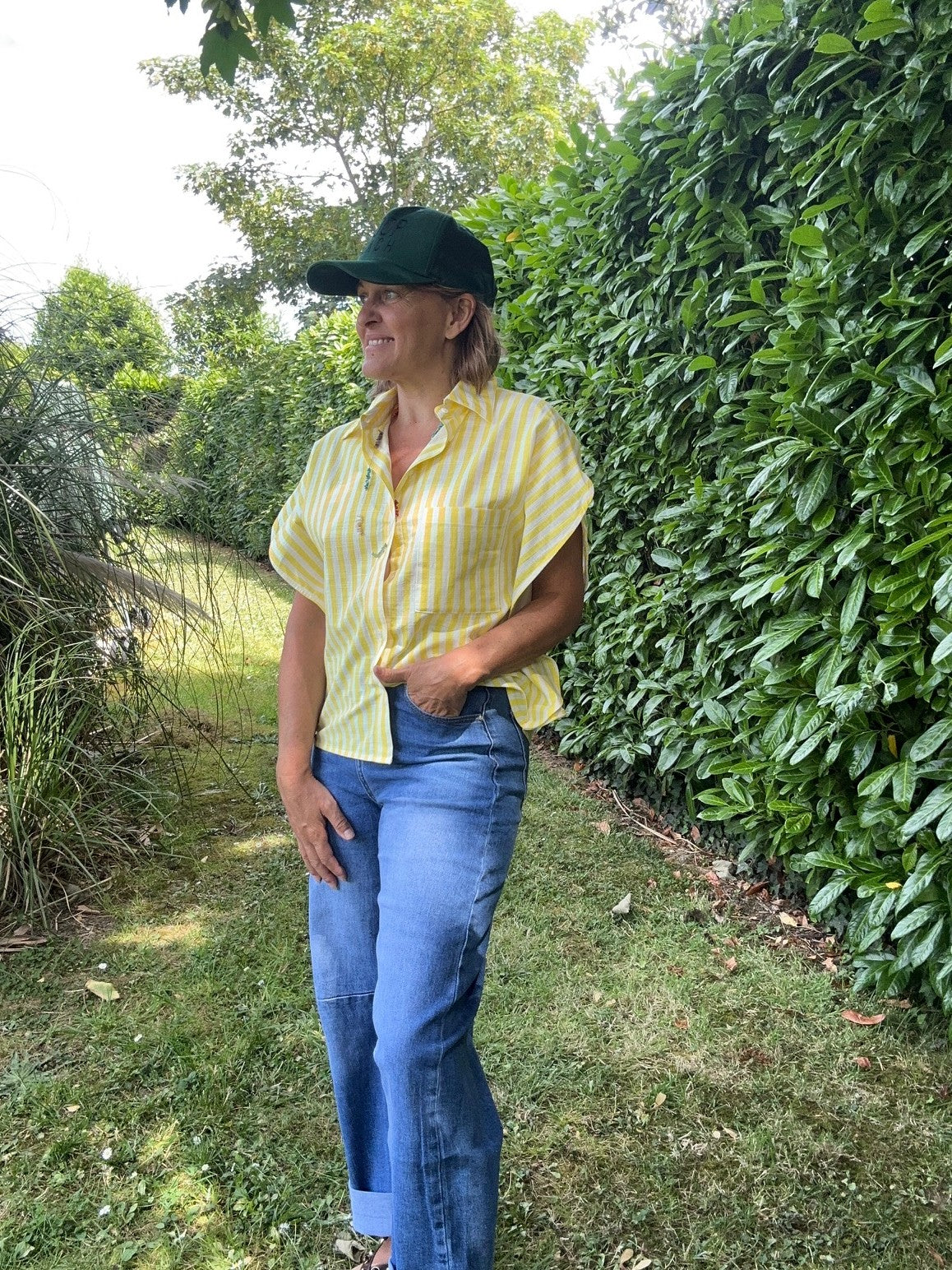 Chemise Rayée Jaune manches courtes