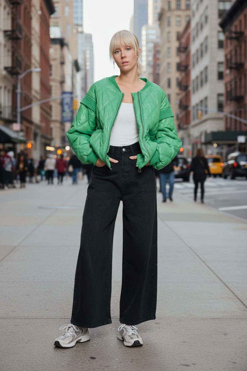 Bomber matelassé vert