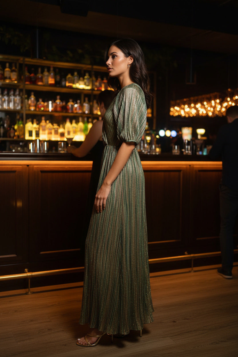 Robe de soirée, Verte scintillante SEE U SOON SECONDE MAIN