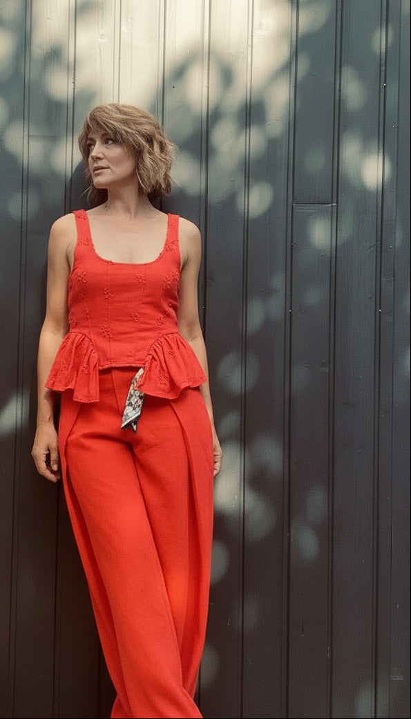 Pantalon Barrel extra rouge