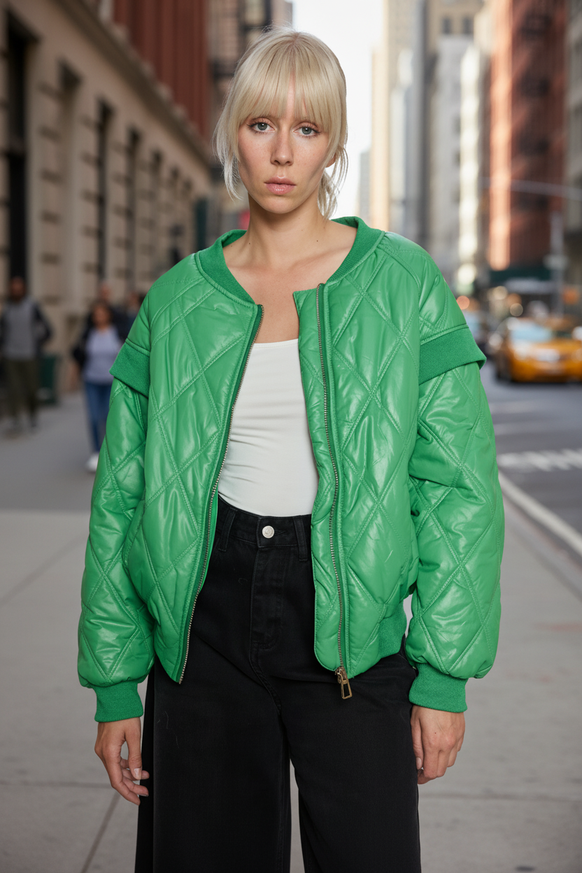 Bomber matelassé vert