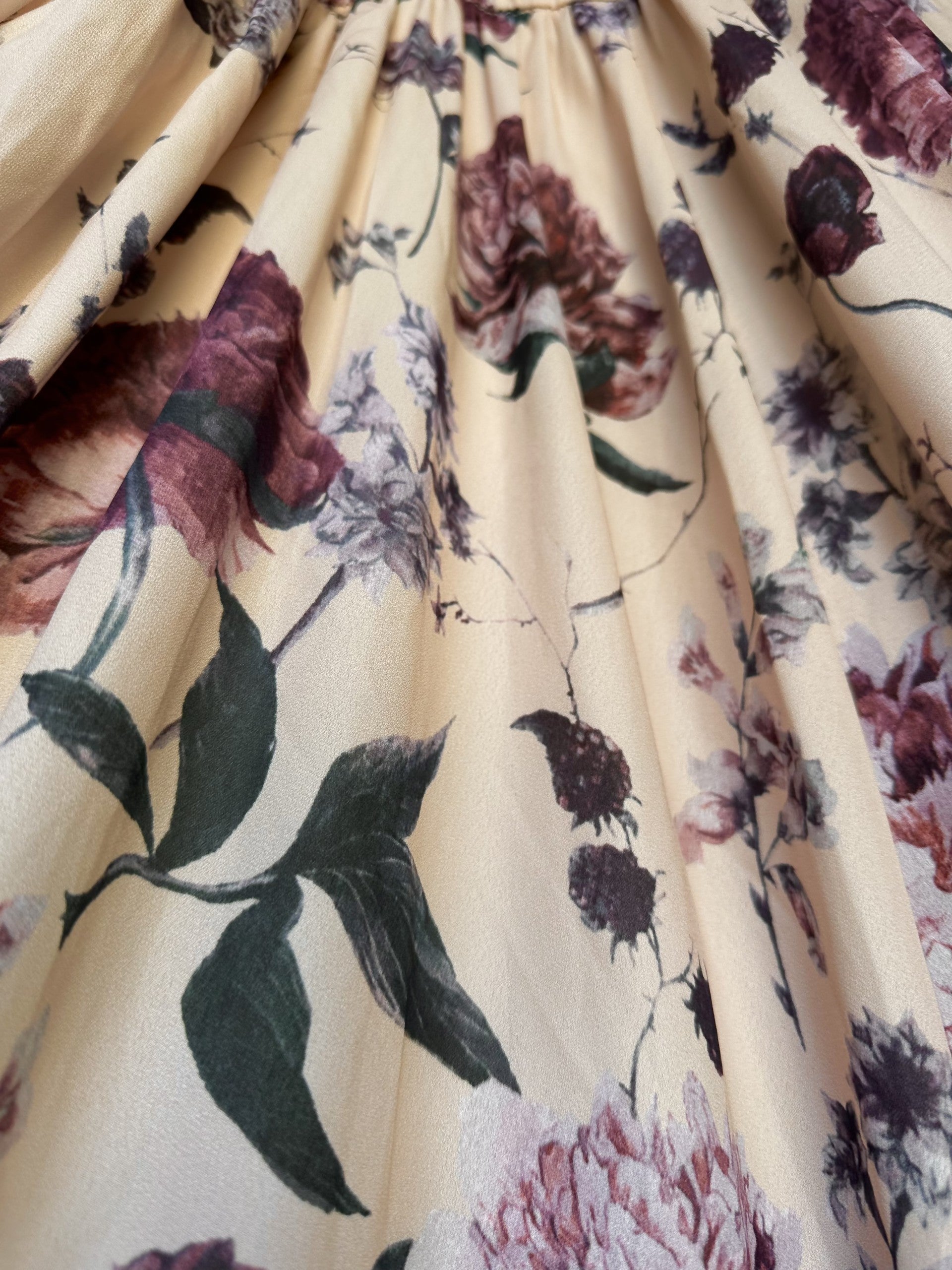 Robe de cocktail, imprimé floral prune, SECONDE MAIN