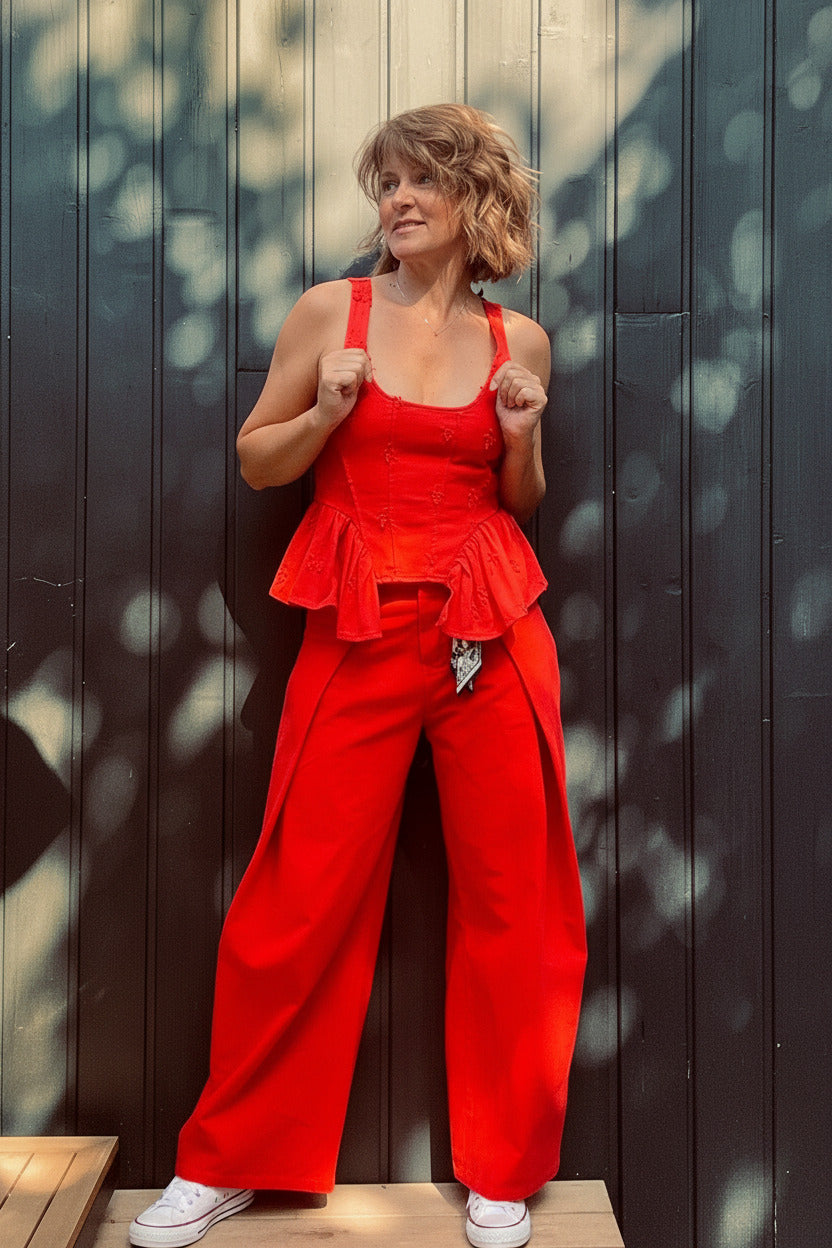 Pantalon Barrel extra rouge