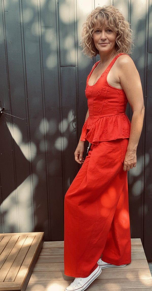 Pantalon Barrel extra rouge
