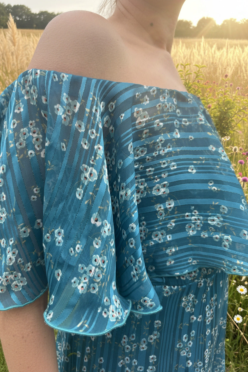 Robe de demoiselle d'honneur Turquoise fleurie, SECONDE MAIN